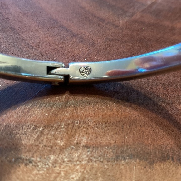 BRIGHTON vintage silver and inset crystal thin woven hinge clasp bangle Bracelet - Picture 4 of 6